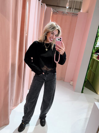 Dany Lace Longsleeve - Zwart