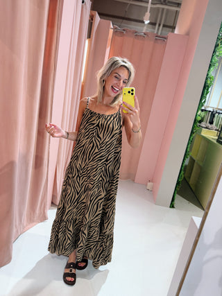 Jasmine Zebra Dress - Beige