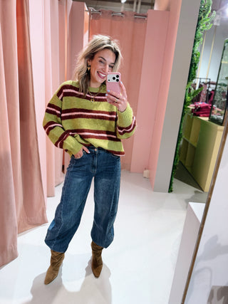 Hester Knit - Groen/Bordeaux