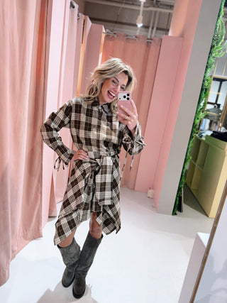 Aria Ruit Blouse - Bruin