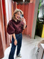 Boaz Denim Blouse - Burgundy