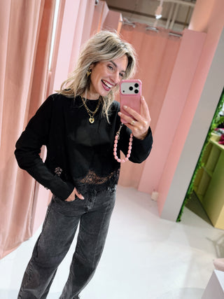Dany Lace Longsleeve - Zwart