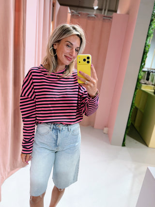 Lisa Longsleeve - Roze/Navy