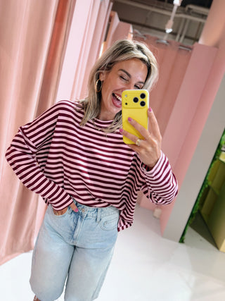 Lisa Longsleeve - Bordeaux/Lichtroze