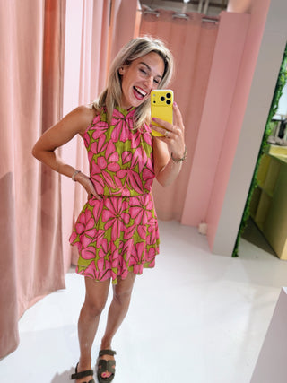 Imaya Dress - Lime/Roze