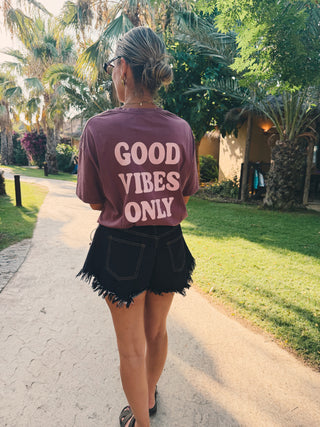 Good Vibes Tee - Washed Bordeaux