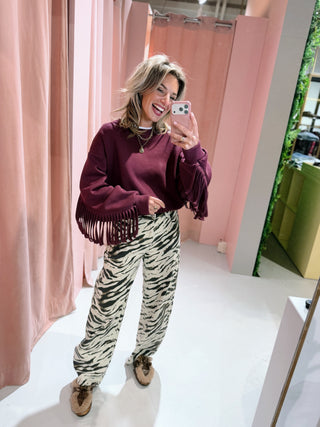 Fringe Sweater - Aubergine
