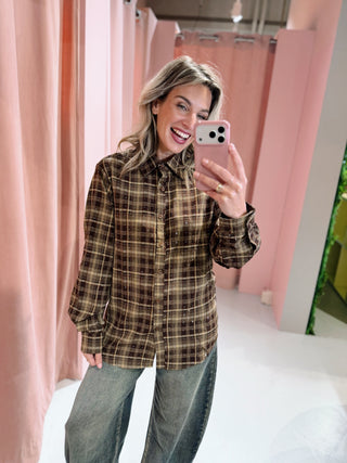 Strass Ruit Blouse - Bruin