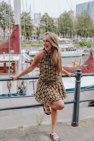 Imaya Dress - Bruin/Groen