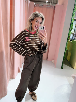 Ciao Bella Longsleeve - Bruin/Offwhite