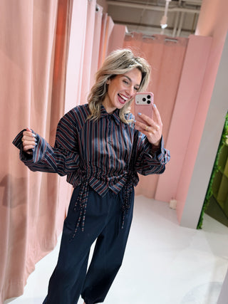 Zoe Streep Blouse - Navy