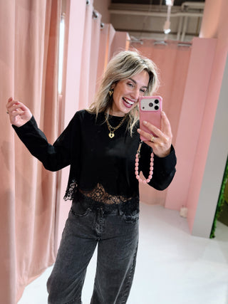 Dany Lace Longsleeve - Zwart