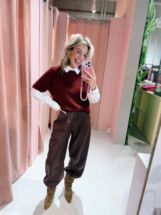 Emma PU Pants - Bordeaux