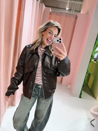 Kiki PU Jacket - Bruin