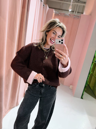 Orla Cardigan - Bordeaux/Roze