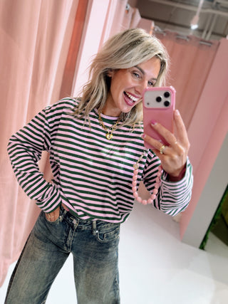 Strass Longsleeve - Groen/Roze