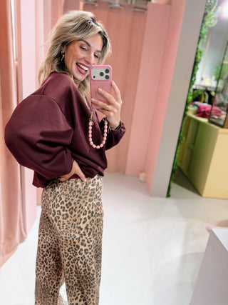 Dina Barrel Jeans - Leopard
