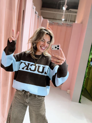 Lucky Knit - Bruin/Blauw