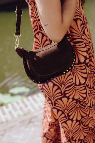 Monica Suede Bag - Dark Brown