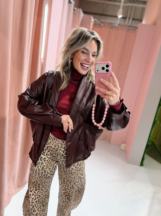 Chloe PU Jacket - Bordeaux