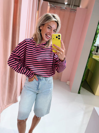 Lisa Longsleeve - Roze/Navy