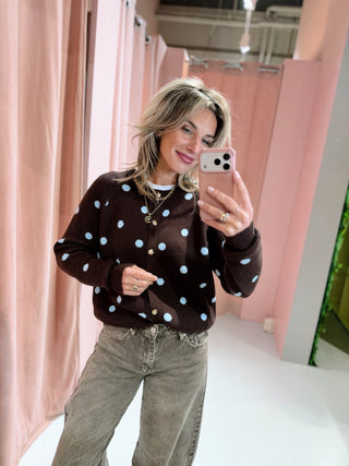 Onika Dot Cardigan - Bruin