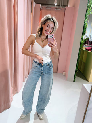Jane Barrel Jeans - Denim