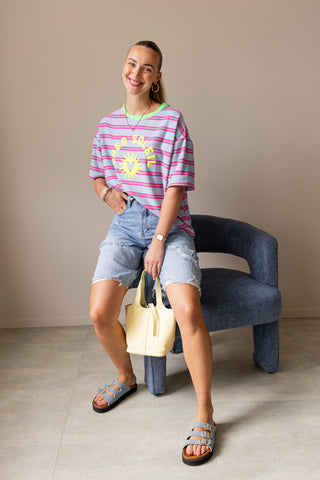 Casa Soleil Sweat Tee - Streep Blauw
