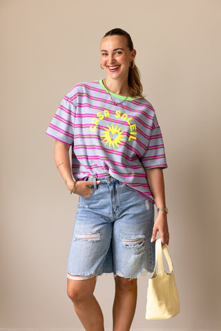 Casa Soleil Sweat Tee - Streep Blauw
