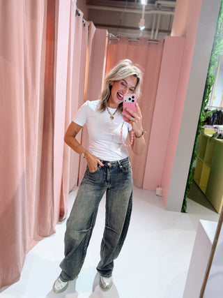 Kelly Barrel Jeans - Washed Denim