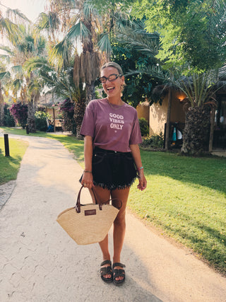 Good Vibes Tee - Washed Bordeaux