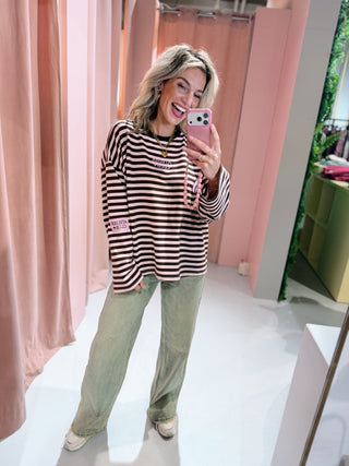 Atelier Club Longsleeve - Roze/Bruin