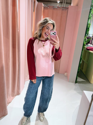Fenna Longsleeve - Bordeaux/Roze