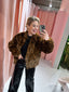 Gabriella Fuzzy Jacket - Leopard Bruin