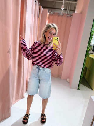 Lisa Longsleeve - Roze/Navy