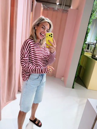 Lisa Longsleeve - Bordeaux/Lichtroze