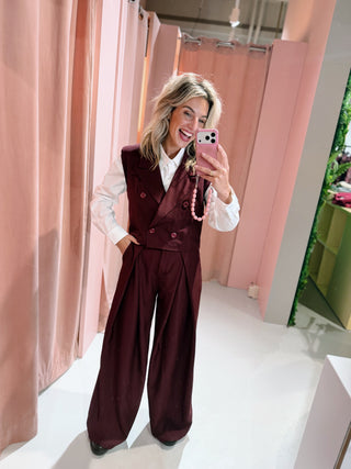 Elise Pleated Pants - Bordeaux