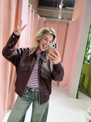 Kiki PU Jacket - Bordeaux