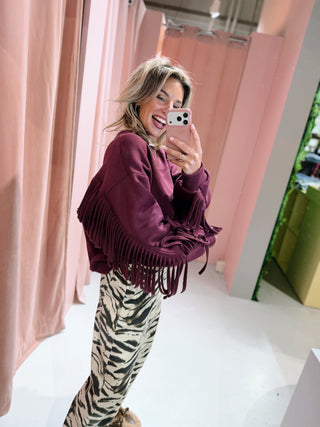 Fringe Sweater - Aubergine