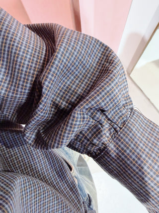 Tessa Blouse - Navy/Cognac