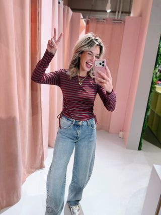 Jodie Longsleeve - Grijs/Bordeaux