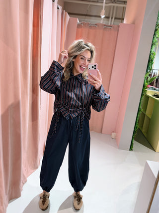 Zoe Streep Blouse - Navy