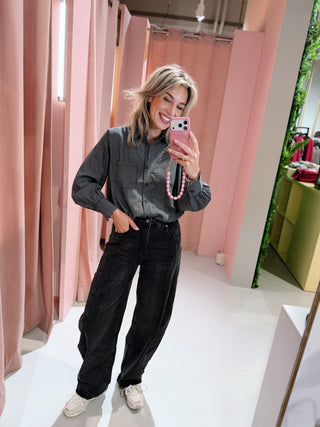 Elenor Barrel Jeans - Washed Grey