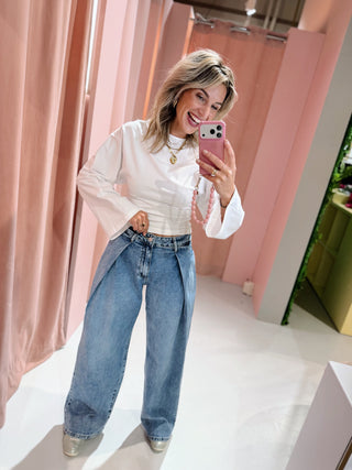 Dewi Pleated Jeans - Denim