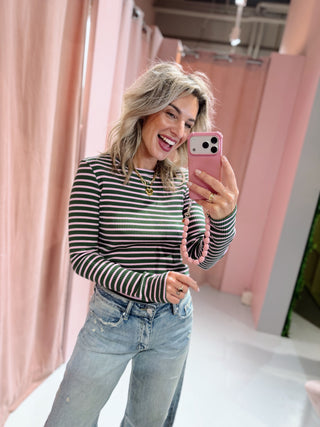Britt Longsleeve - Groen/Roze