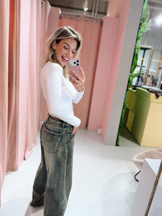 Jane Barrel Jeans - Washed Denim
