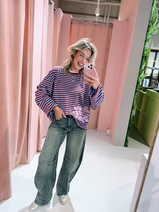 Riviera Longsleeve - Bordeaux/Blauw