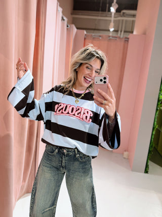 Bisous Longsleeve - Lichtblauw/Bruin