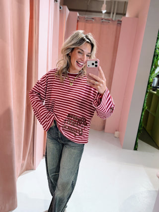 Riviera Longsleeve - Bordeaux/Roze
