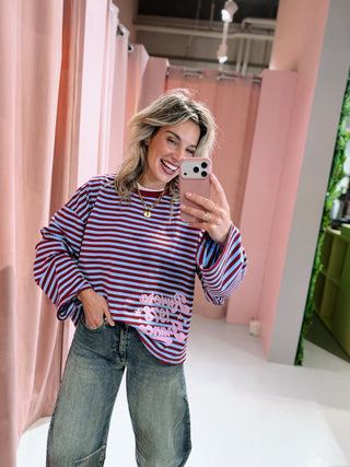 Riviera Longsleeve - Bordeaux/Blauw